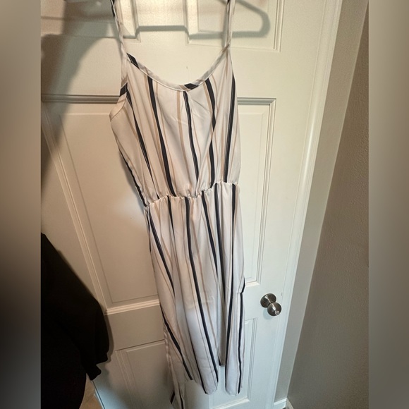 Small SHEIN Striped Navy/Tan Summer Dress - Picture 2 of 2